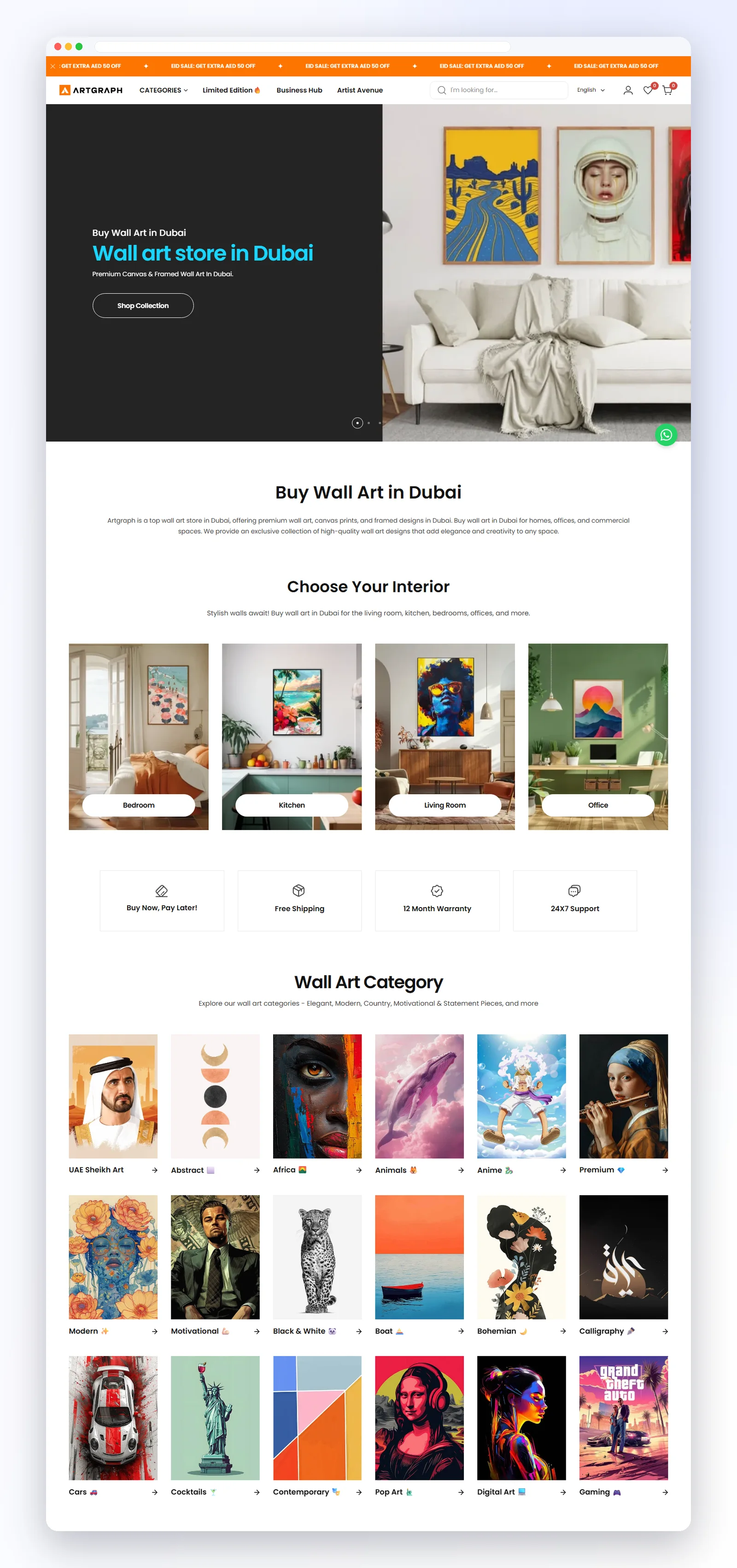 Artgraph – Wall Art Store desktop homepage
