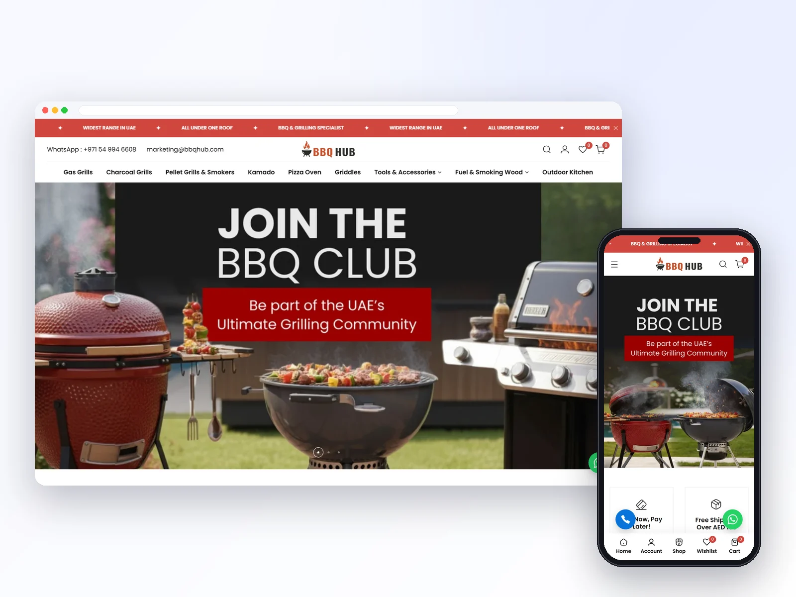 BBQ Hub website on desktop and mobile