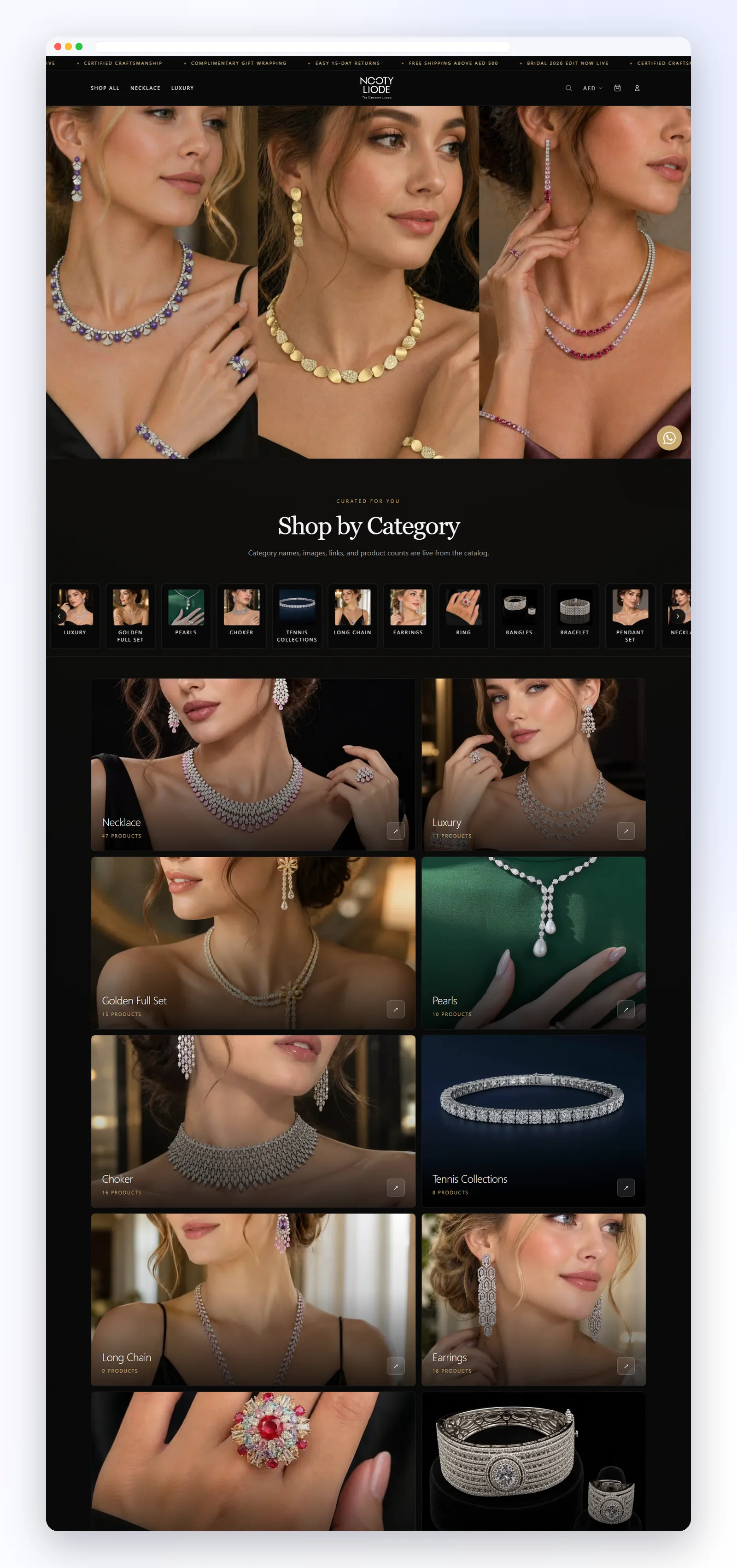 Nooty Liode Jewellery desktop homepage
