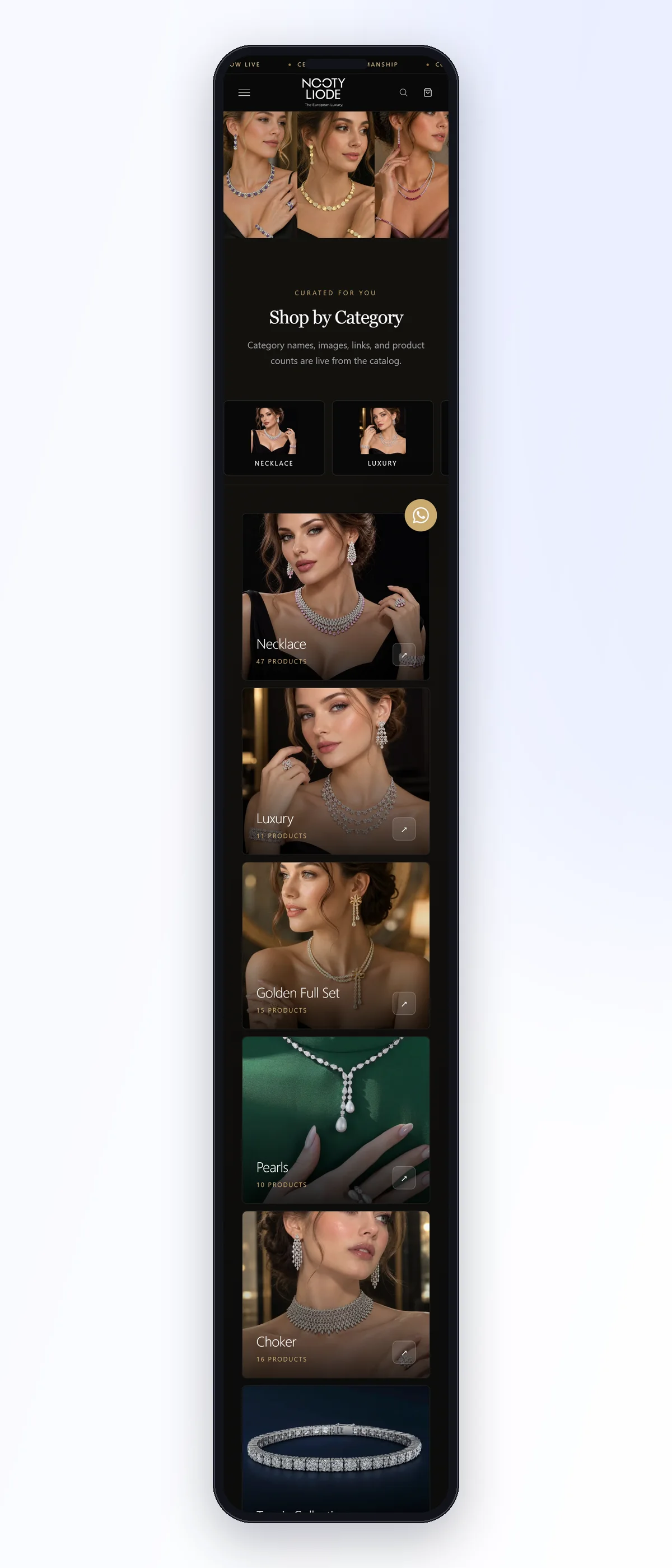 Nooty Liode Jewellery mobile homepage