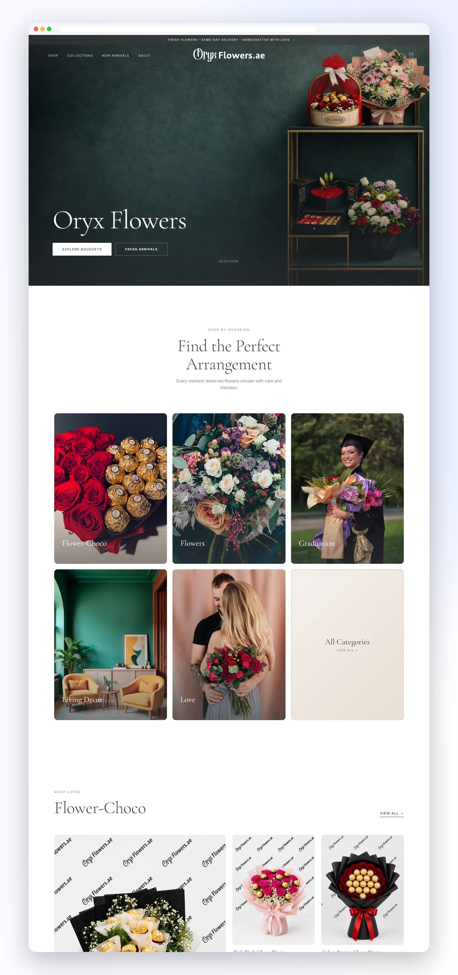 Oryx Flowers – Online Flower Shop desktop homepage