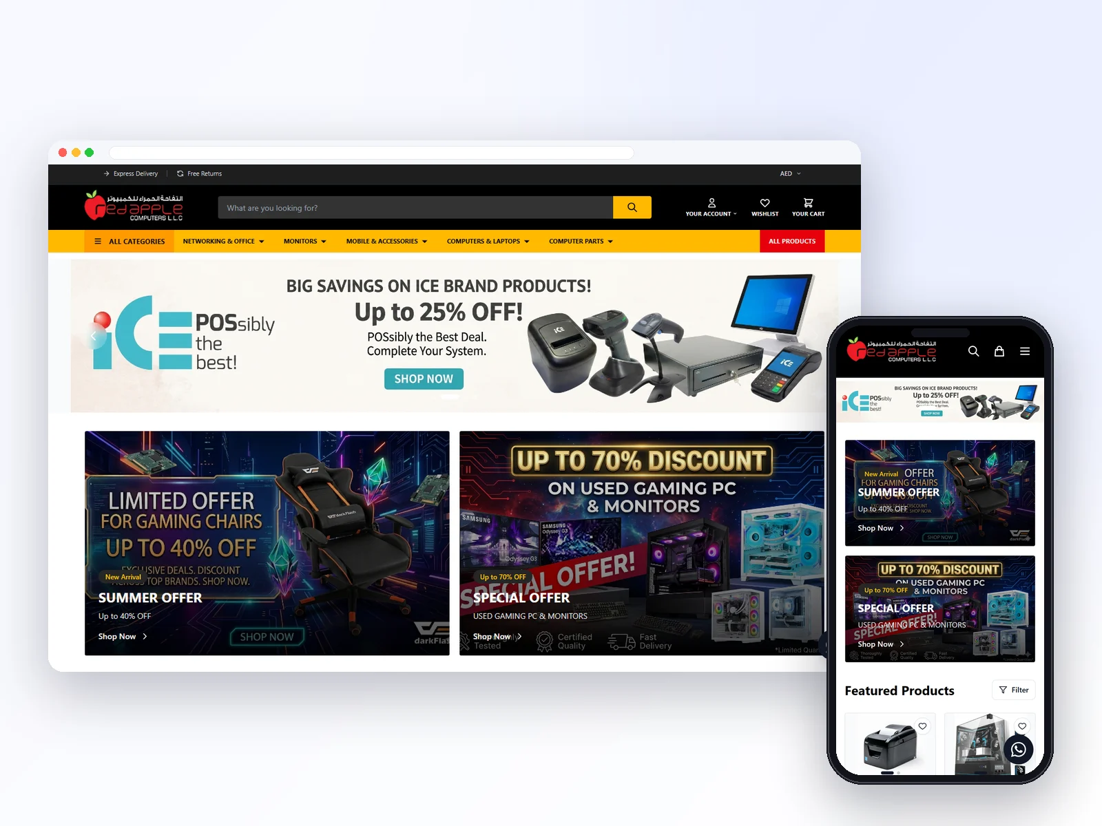 Red Apple Computers website on desktop and mobile