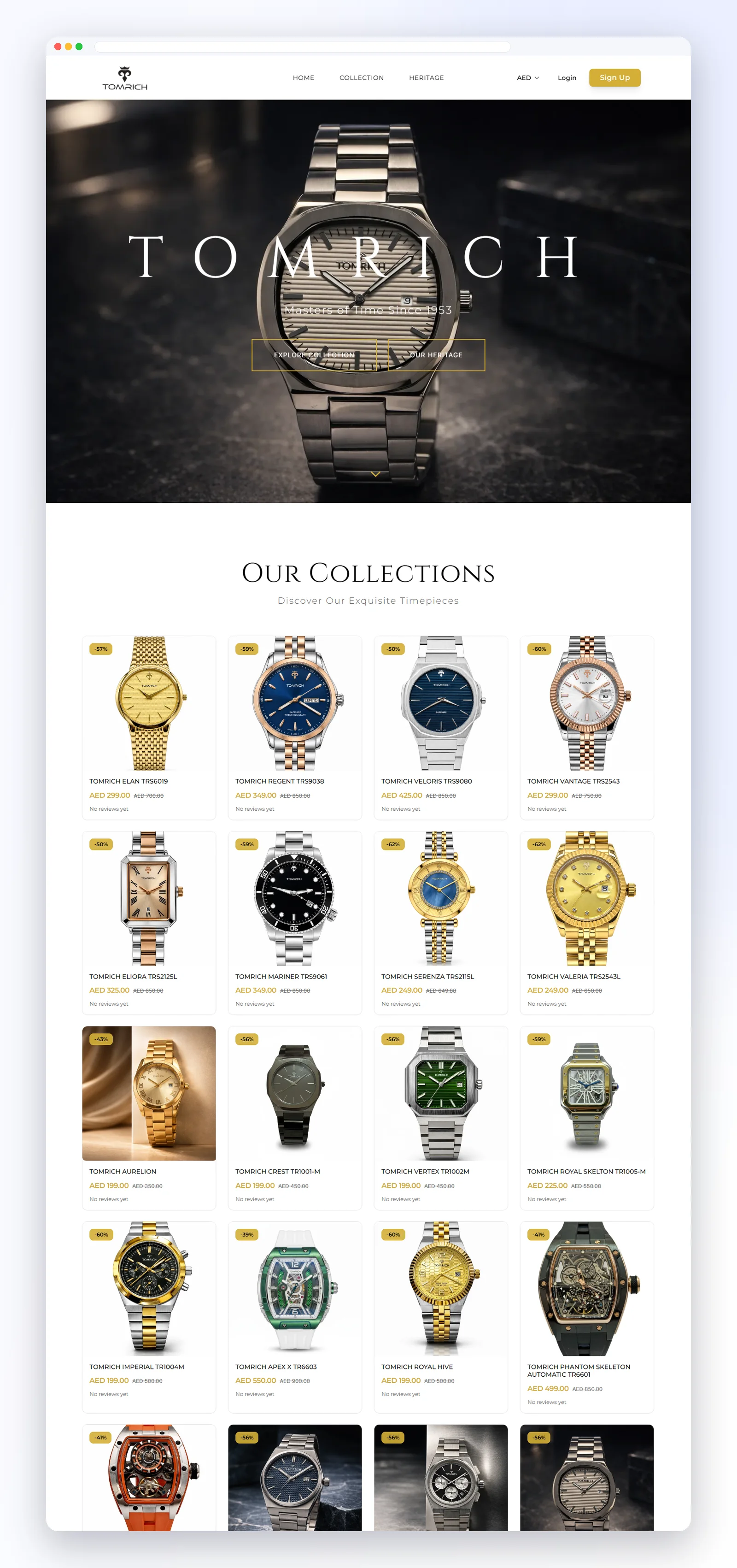TOMRICH Luxury Watches desktop homepage