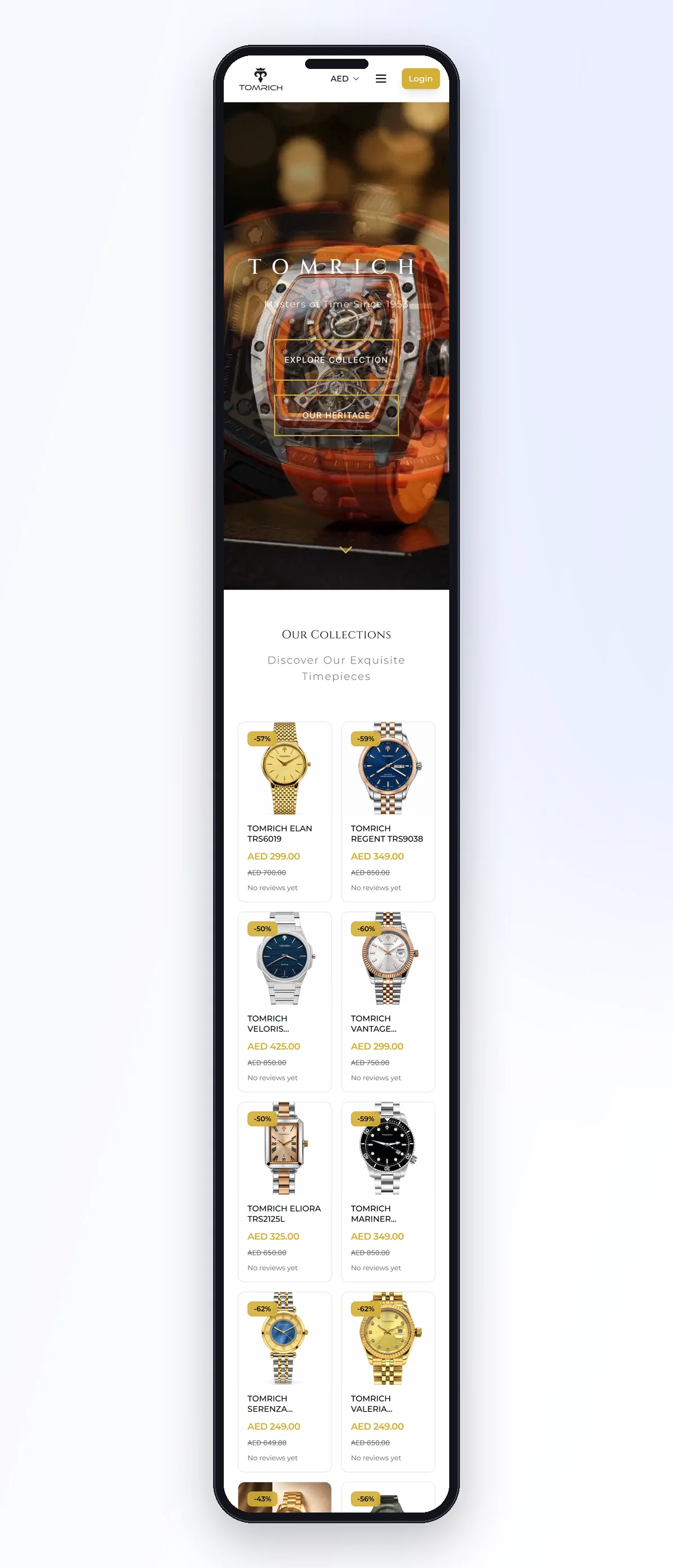 TOMRICH Luxury Watches mobile homepage